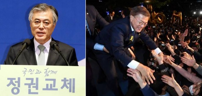 2012년 대통령 후보 수락연설 당시(왼쪽)와 9일 대선 승리 직후 문재인 대통령의 모습(오른쪽). - 동아일보DB 제공